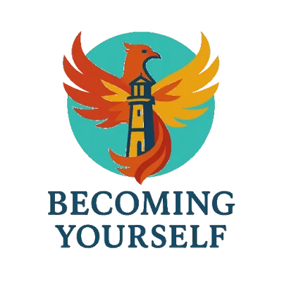 Lighthouse Leading to Phoenix Rising - Becoming Yourself Logo