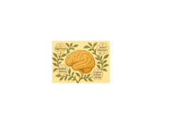 Illustrated brain sprouting flowers labeled hyperfocus, pattern detection, visual of neurodivergent strengths